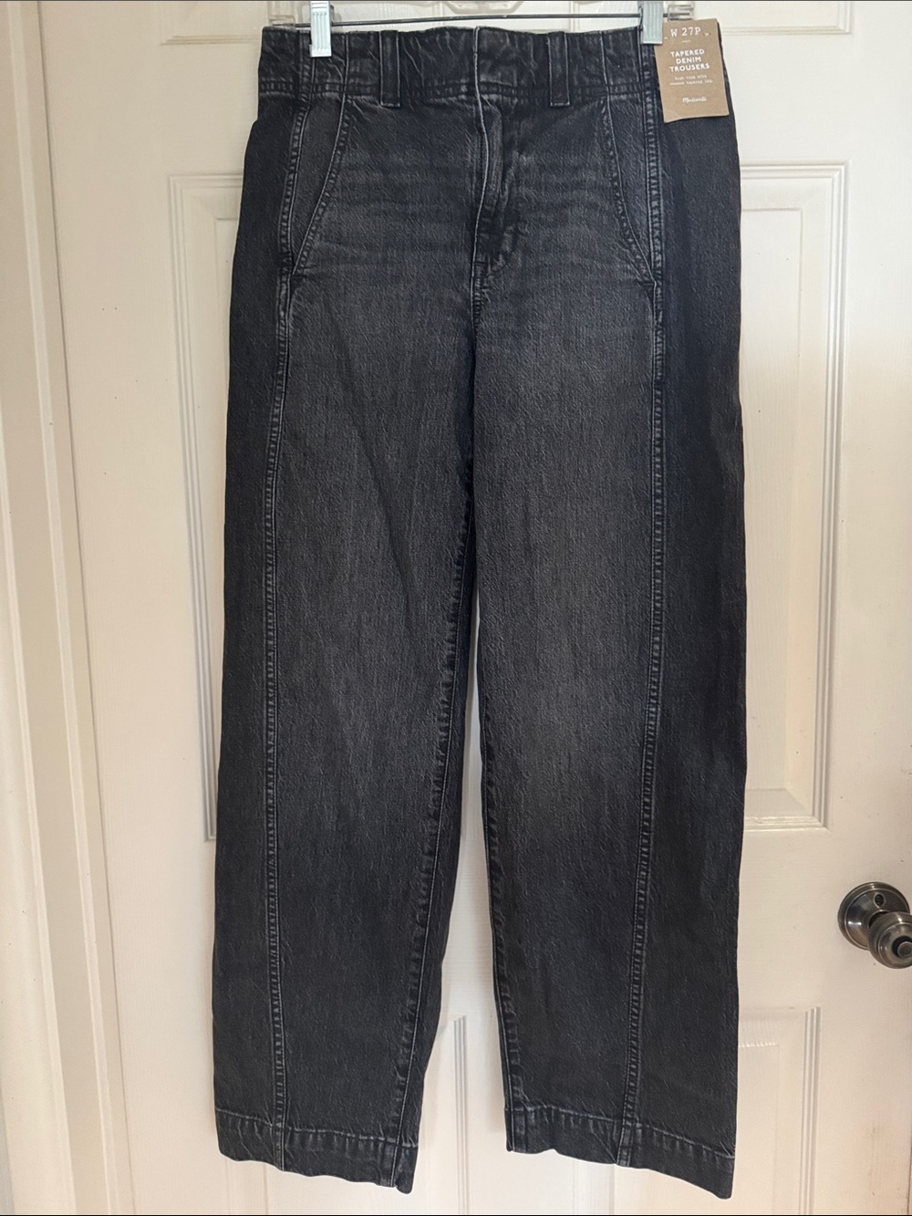 Madewell Women's High-Rise Tapered Black Washed Jeans Sz 27P
